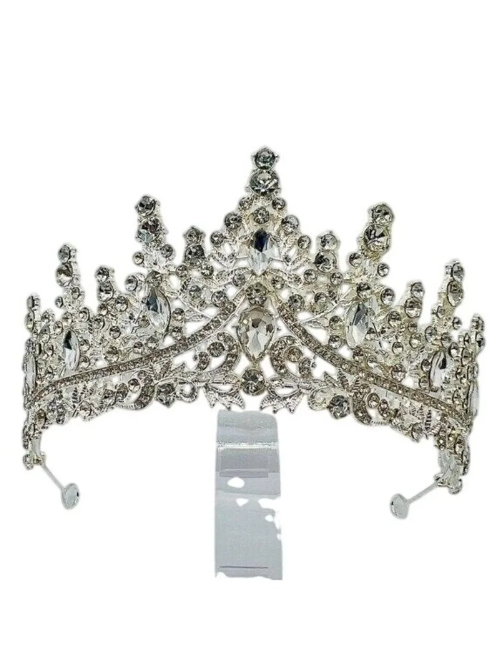 Silver Rhinestone Crystal Tiara Crown For Weddings, Pageants Special Occasions